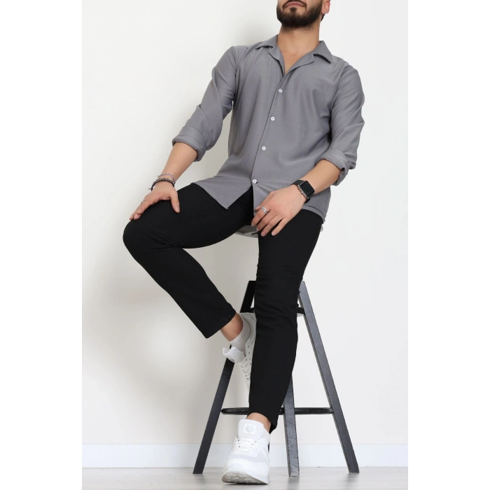 Zra Krep Fitilli Erkek Gömlek Füme - 31804.1937.