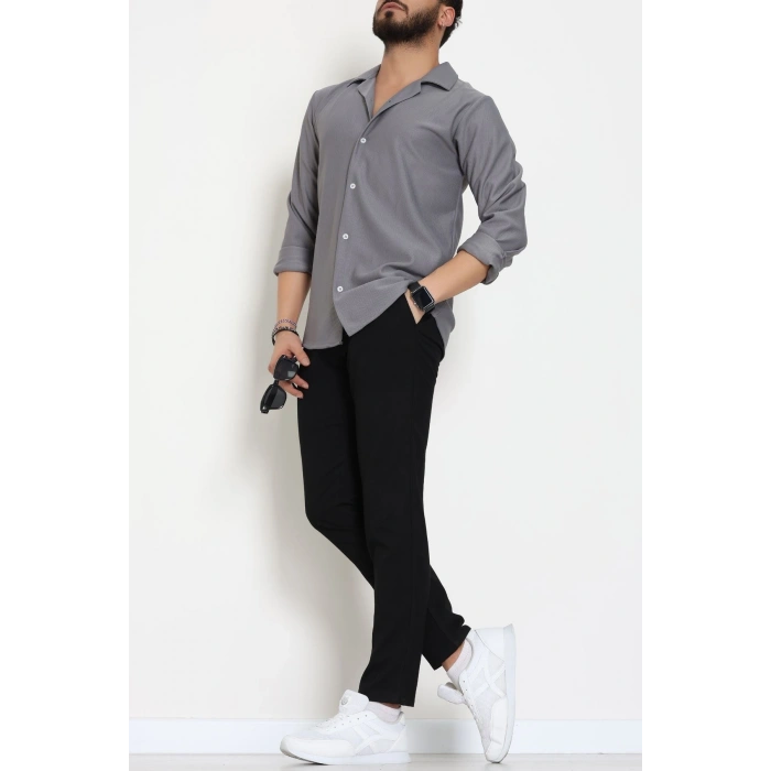 Zra Krep Fitilli Erkek Gömlek Füme - 31804.1937.