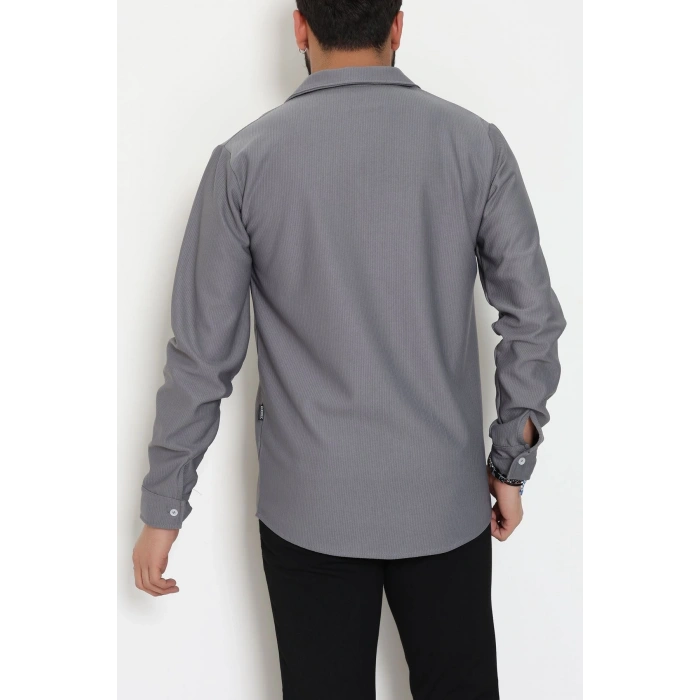 Zra Krep Fitilli Erkek Gömlek Füme - 31804.1937.