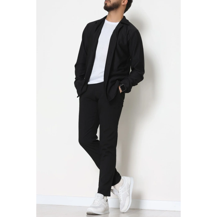 Zra Krep Fitilli Erkek Gömlek Siyah - 31804.1937.