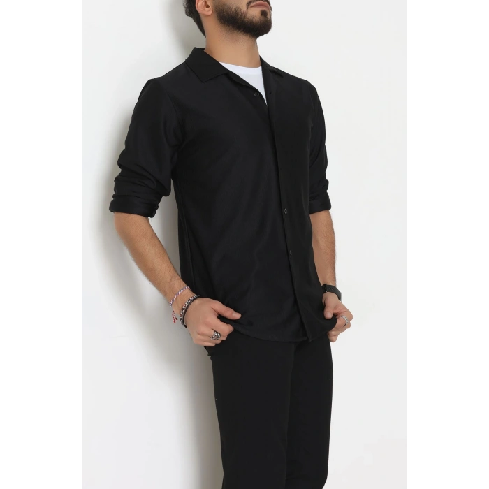 Zra Krep Fitilli Erkek Gömlek Siyah - 31804.1937.