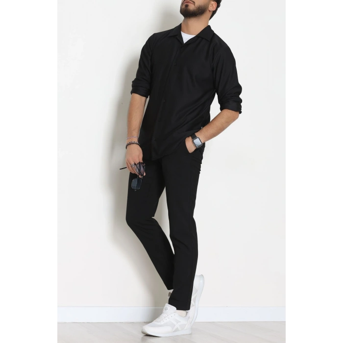 Zra Krep Fitilli Erkek Gömlek Siyah - 31804.1937.