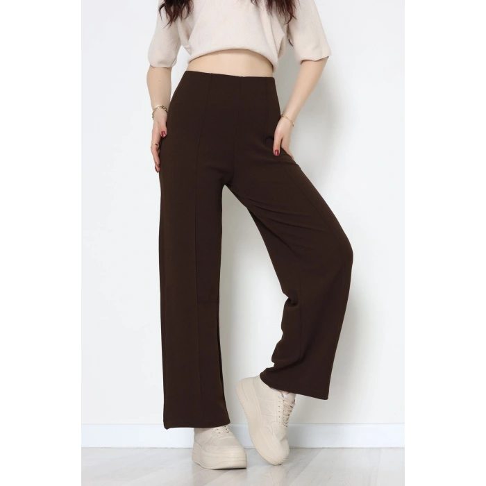 Zra Krep Lastikli Çımalı Pantolon Acıkahve - 51251.1837.