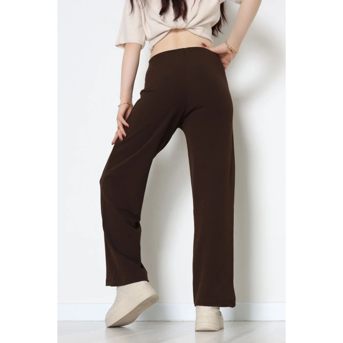 Zra Krep Lastikli Çımalı Pantolon Acıkahve - 51251.1837.