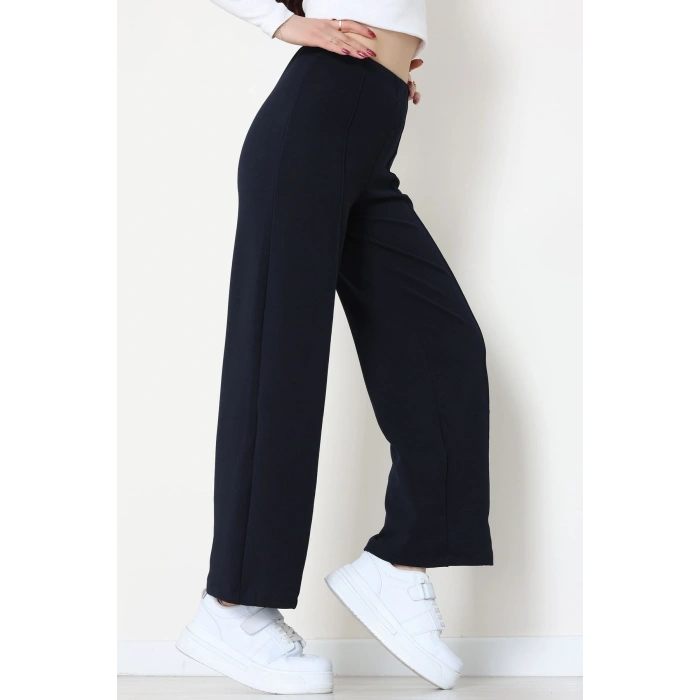 Zra Krep Lastikli Çımalı Pantolon Lacivert - 51251.1837.