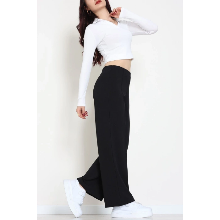 Zra Krep Lastikli Çımalı Pantolon Siyah - 51251.1837.