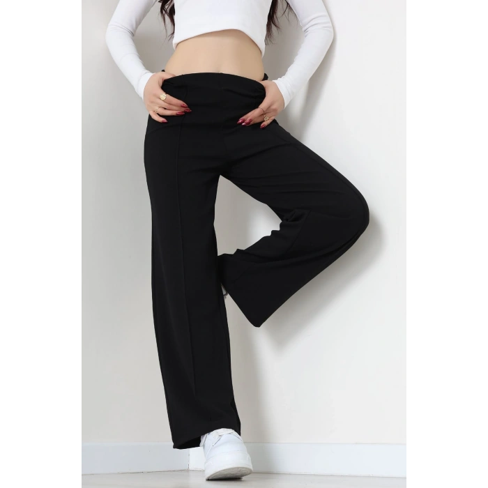 Zra Krep Lastikli Çımalı Pantolon Siyah - 51251.1837.