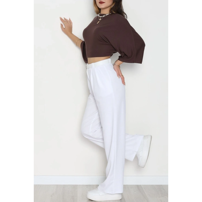Zra Krep Palazzo Pantolon Beyaz - 30777.1865.