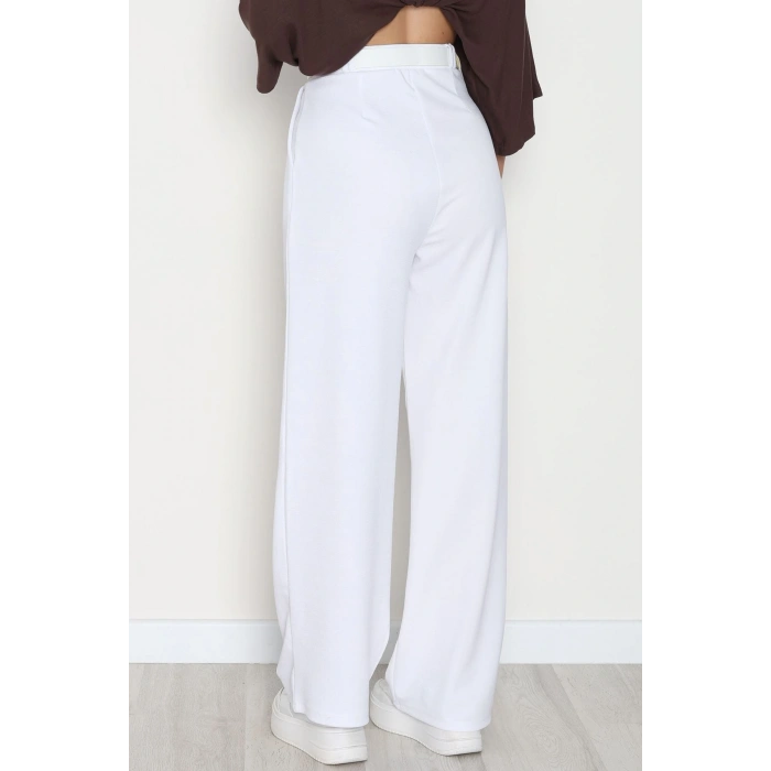 Zra Krep Palazzo Pantolon Beyaz - 30777.1865.