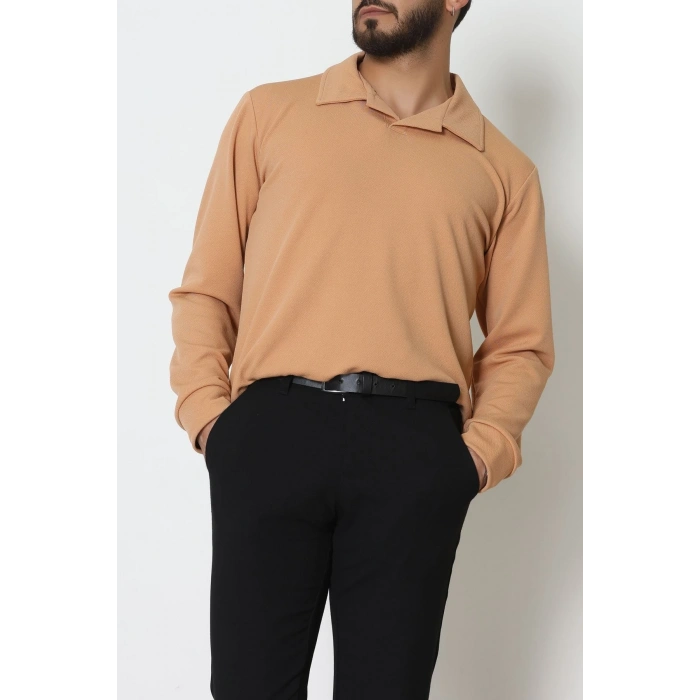 Zra Krep Polo Yaka Erkek Sweat Camel - 42186.1937.