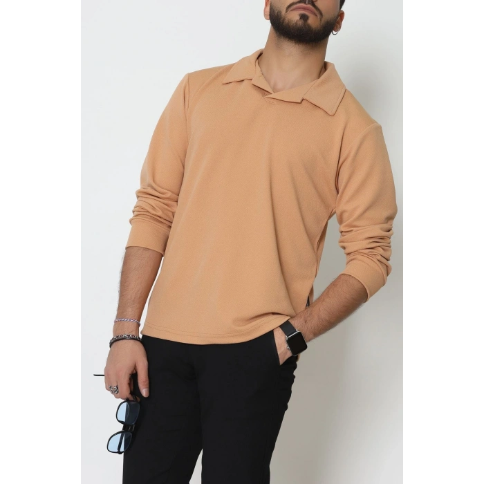 Zra Krep Polo Yaka Erkek Sweat Camel - 42186.1937.