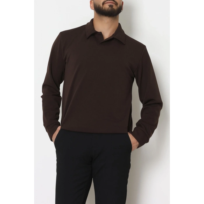 Zra Krep Polo Yaka Erkek Sweat Kahve - 42186.1937.