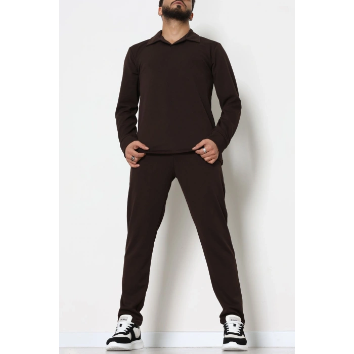 Zra Krep Polo Yaka Erkek Takım Acıkahve - 42187.1937.