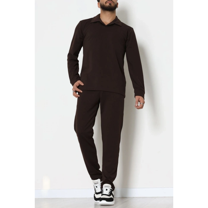 Zra Krep Polo Yaka Erkek Takım Acıkahve - 42187.1937.