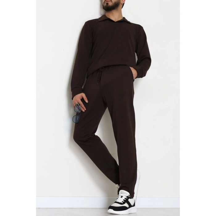 Zra Krep Polo Yaka Erkek Takım Acıkahve - 42187.1937.