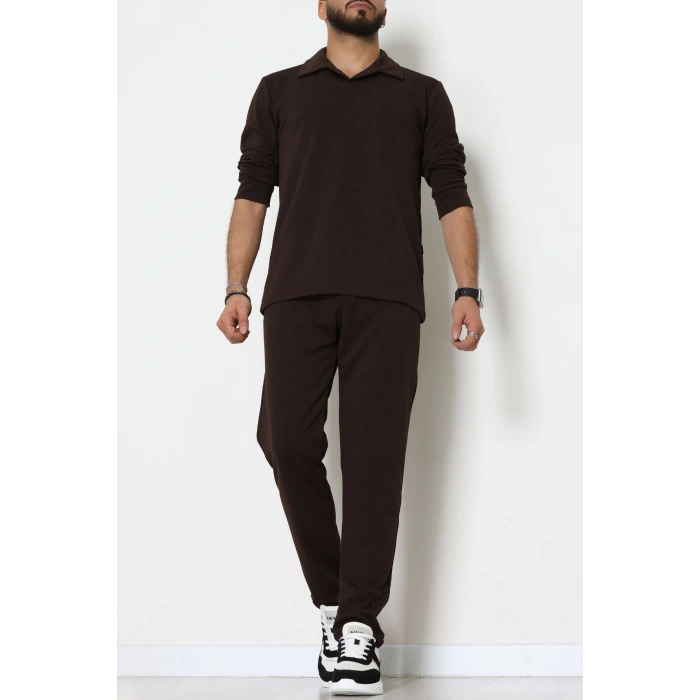 Zra Krep Polo Yaka Erkek Takım Acıkahve - 42187.1937.