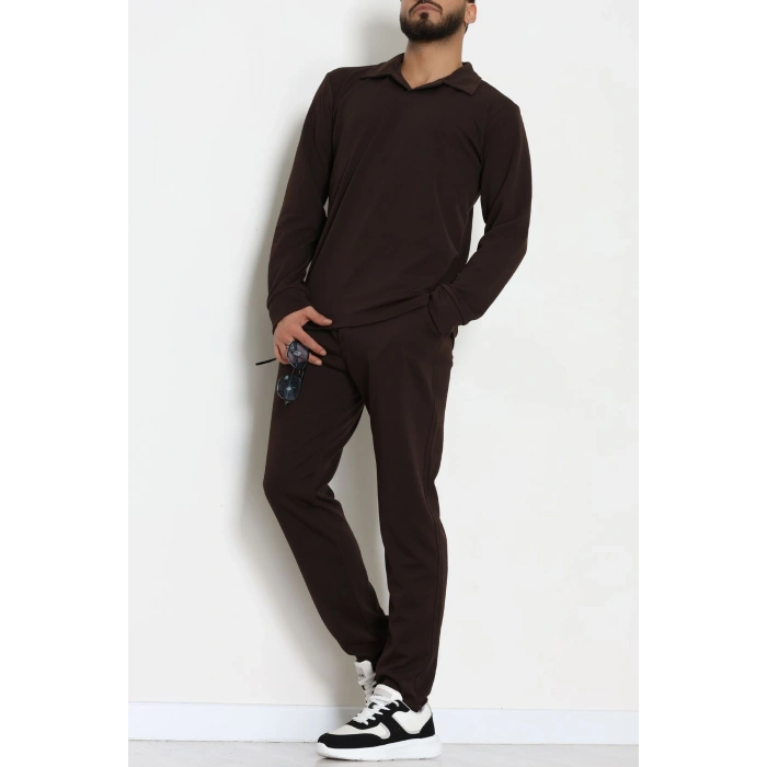 Zra Krep Polo Yaka Erkek Takım Acıkahve - 42187.1937.