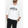 2 İplik Baskılı Erkek Sweat Beyaz - 42780.2087.