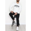 2 İplik Baskılı Erkek Sweat Beyaz - 42780.2087.