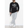 2 İplik Baskılı Erkek Sweat Siyah - 42779.2087.