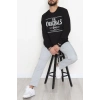 2 İplik Baskılı Erkek Sweat Siyah - 42779.2087.