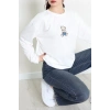 2 İplik Bisiklet Yaka Sweat Ekru - 42715.1878.