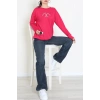 2 İplik Bisiklet Yaka Sweat Fuşya - 42716.1878.