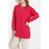 2 İplik Bisiklet Yaka Tunik Sweat Fuşya - 42765.1878.