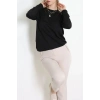 2 İplik Bisiklet Yaka Tunik Sweat Siyah - 42765.1878.