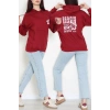 2 İplik Kanguru Cepli Kapşonlu Sweat Bordo - 42721.1878.