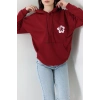 2 İplik Kanguru Cepli Kapşonlu Sweat Bordo - 42721.1878.