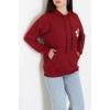 2 İplik Kanguru Cepli Kapşonlu Sweat Bordo - 42721.1878.