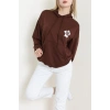 2 İplik Kanguru Cepli Kapşonlu Sweat Kahveekru - 42721.1878.
