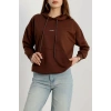 2 İplik Kapşonlu Baskılı Sweatshirt Acıkahve - 31316.1878.