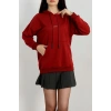2 İplik Kapşonlu Baskılı Sweatshirt Bordo - 31316.1878.