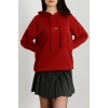 2 İplik Kapşonlu Baskılı Sweatshirt Bordo - 31316.1878.