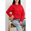 2 İplik Kapşonlu Baskılı Sweatshirt Fuşya - 31316.1878.