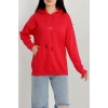 2 İplik Kapşonlu Baskılı Sweatshirt Fuşya - 31316.1878.