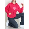 2 İplik Kapşonlu Nakışlı Sweat Fuşyaekru - 42711.1878.