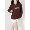 2 İplik Kapşonlu Nakışlı Sweat Kahveekru - 42705.1878.