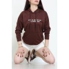 2 İplik Kapşonlu Nakışlı Sweat Kahveekru - 42705.1878.