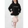 2 İplik Kapşonlu Nakışlı Sweat Siyahekru - 42705.1878.