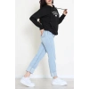 2 İplik Kapşonlu Nakışlı Sweat Siyahekru - 42711.1878.