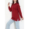 2 İplik Kapşonlu Tunik Sweat Bordo - 42766.1878.