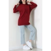 2 İplik Kapşonlu Tunik Sweat Bordo - 42766.1878.
