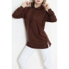 2 İplik Kapşonlu Tunik Sweat Kahve - 42766.1878.