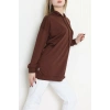 2 İplik Kapşonlu Tunik Sweat Kahve - 42766.1878.