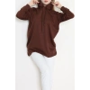2 İplik Kapşonlu Tunik Sweat Kahve - 42766.1878.