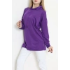 2 İplik Kapşonlu Tunik Sweat Mor - 42766.1878.