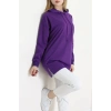 2 İplik Kapşonlu Tunik Sweat Mor - 42766.1878.